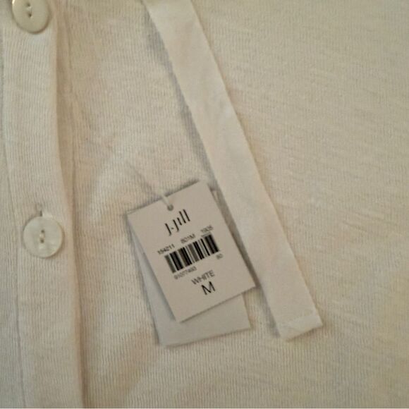 J Jill White Cotton Linen Button Up Hoodie New - Picture 6 of 10
